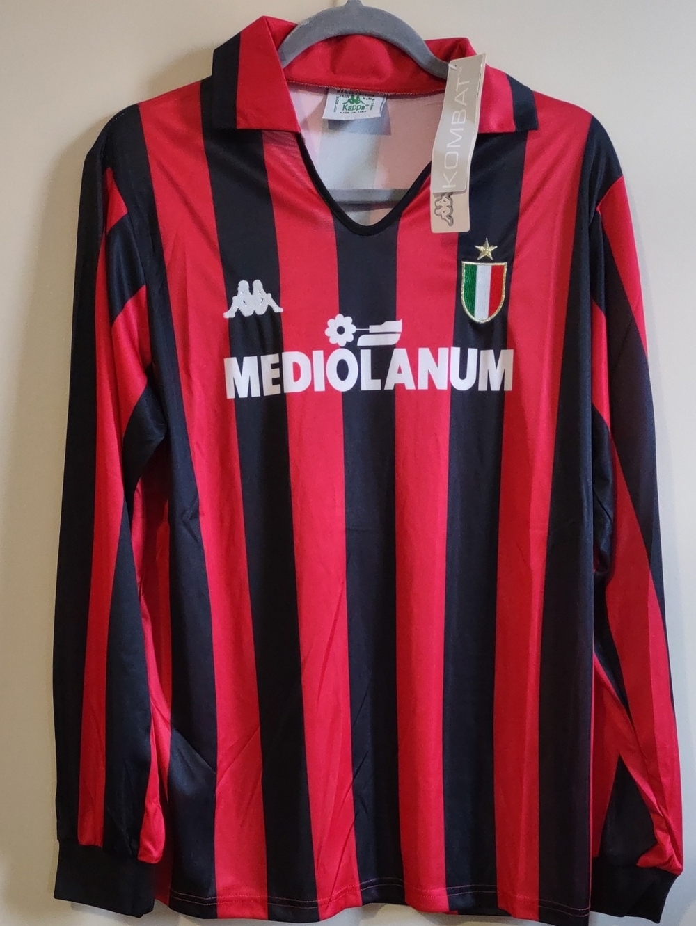 NWT AC Milan 1988-90 Long Sleeve Retro Home Jersey Kappa Mediolanum